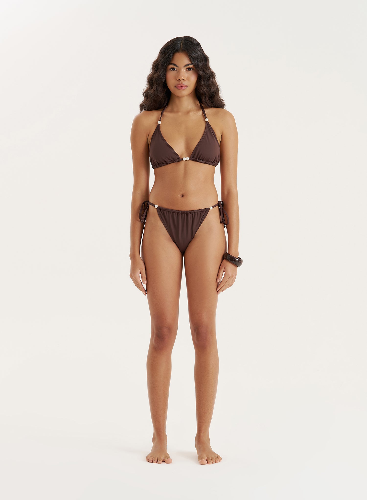 Chocolate Brown Tie Triangle Bikini Top